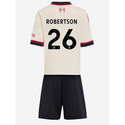 Stroje piłkarskie Liverpool Andrew Robertson #26 Koszulka Wyjazdowej dla dzieci 2025-26 Krótki Rękaw (+ szorty)